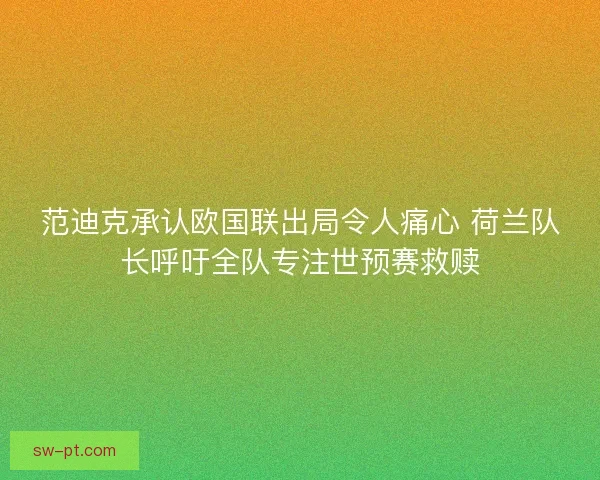 范迪克承认欧国联出局令人痛心 荷兰队长呼吁全队专注世预赛救赎