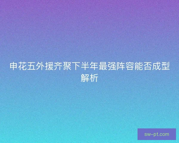 申花五外援齐聚下半年最强阵容能否成型解析 申花五外援齐聚下半年最强阵容能否成型解析